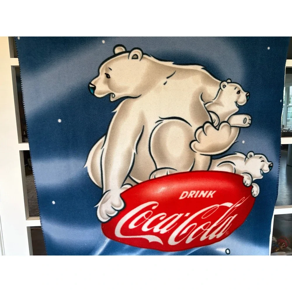 Vintage Coca-Cola Polar Bears Fleece Throw Blanket 63
